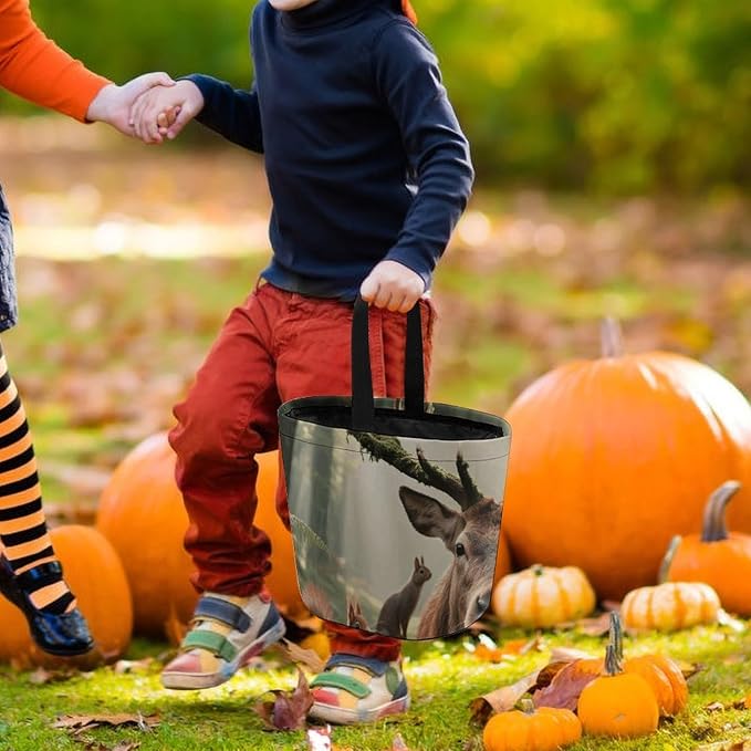 Halloween Candy Bucket - Forest Wildlife Trick Or Treat Candy Bag, Gift Bag for Party Favor Supplies