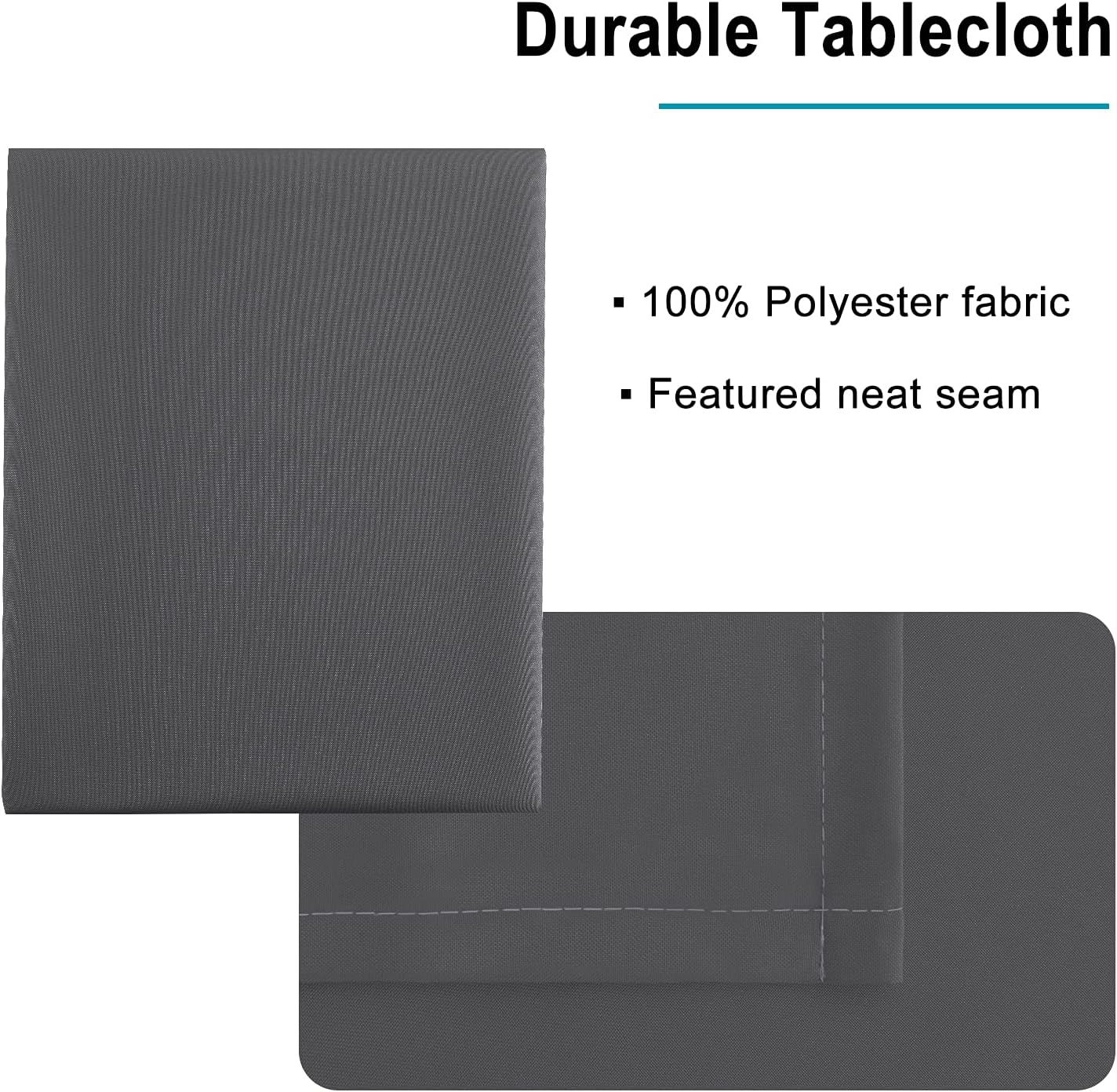 Hiasan Grey Rectangle Tablecloth - Waterproof Wrinkle Resistant Washable Fabric Table Cloth for Dining Room Kitchen and Outdoor Use, 60 x 84 Inch
