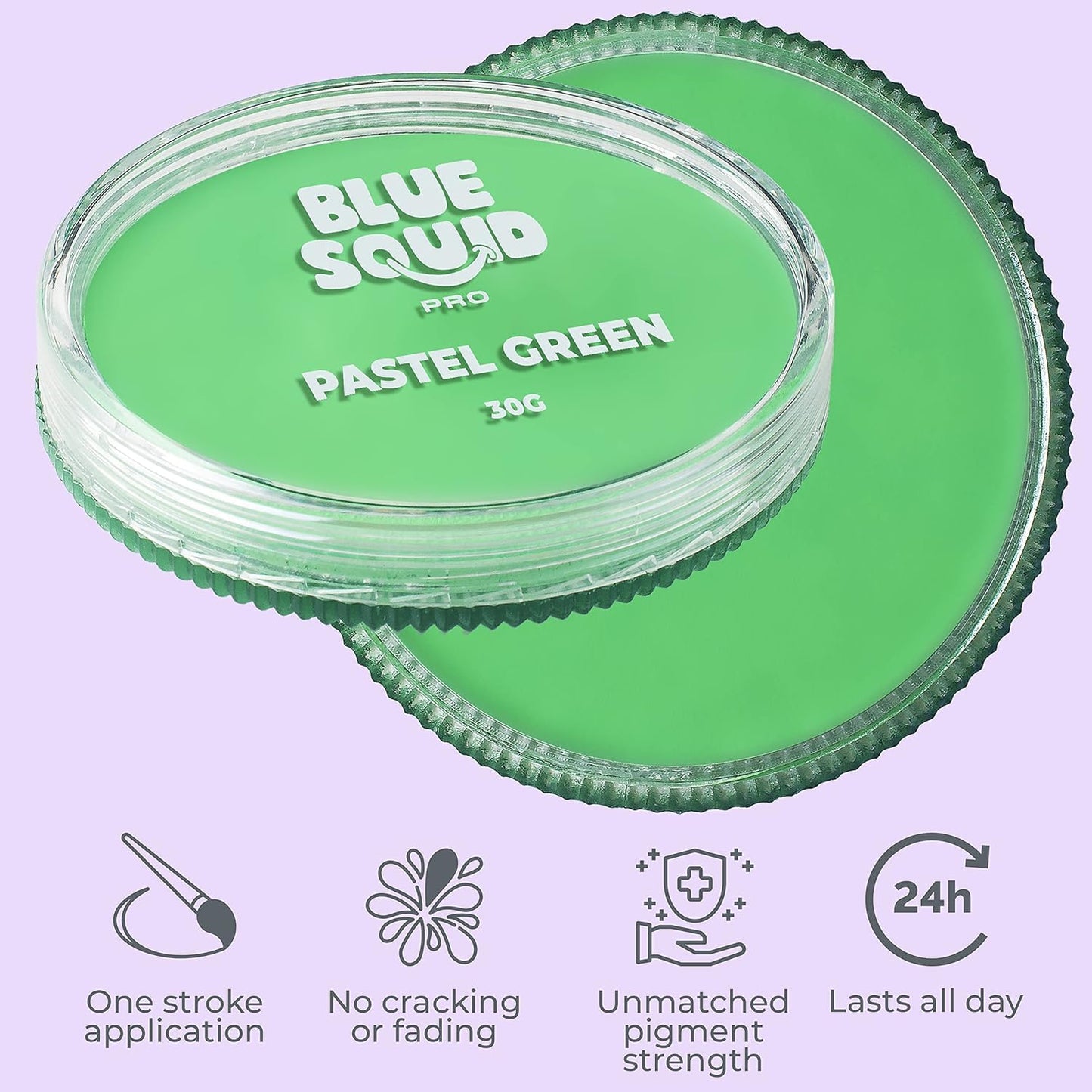 Blue Squid Face Paint Water Based Single Cake Professional Face Paint & Body Paint - Water Activated, Kids Adults Face Painting for Costume, Halloween Makeup, Cosplay - Pastel Green Face Paint 30g