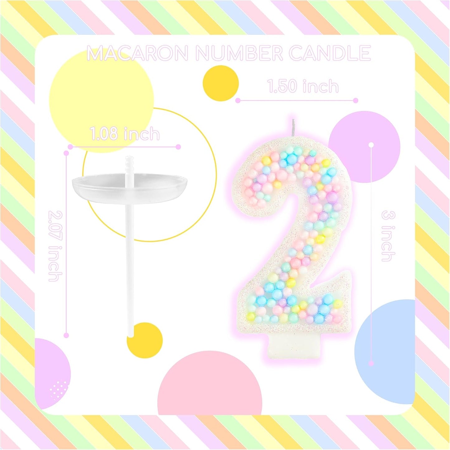 PHD CAKE Number 2 Macaron Birthday Candles, Macaron Themed Number Candles, Cake Number Candles, Party Celebration