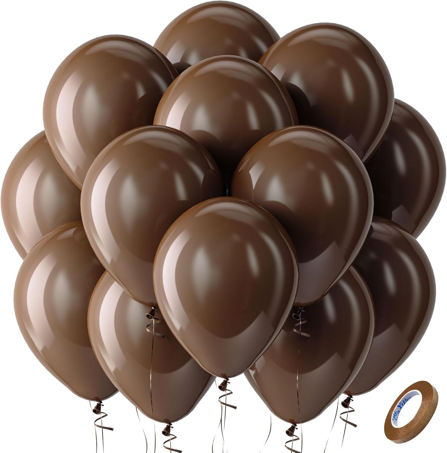 Bezente Brown Balloons Latex Party Balloons - 100 Pack 12 inch Round Helium Dark Brown Balloons for Birthday Bridal Shower Wedding Graduation Thanksgiving Party Decorations