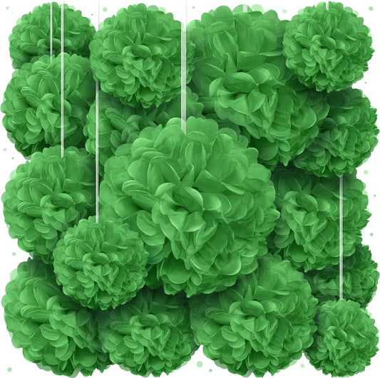 Green Tissue Paper Pom Poms - Green Party Decorations for Birthdays, Weddings, Baby Showers and Special Occasions by Avoseta (16 Piece Set, Assorted Sizes)