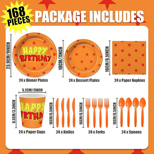 168Pcs Anime Paper Plates and Napkins Cartoon Theme Birthday Decoration Anime Party Supplies Tableware Set for Kids Birthday Party Decorations Serve 24