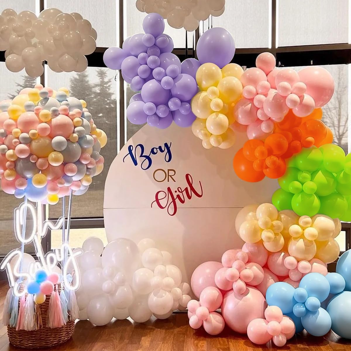 Colorful Rainbow Balloon Arch Kit, 166Pcs Multicolor Birthday Bright Balloons Garland for Birthday Baby Shower Wedding Party Decorations