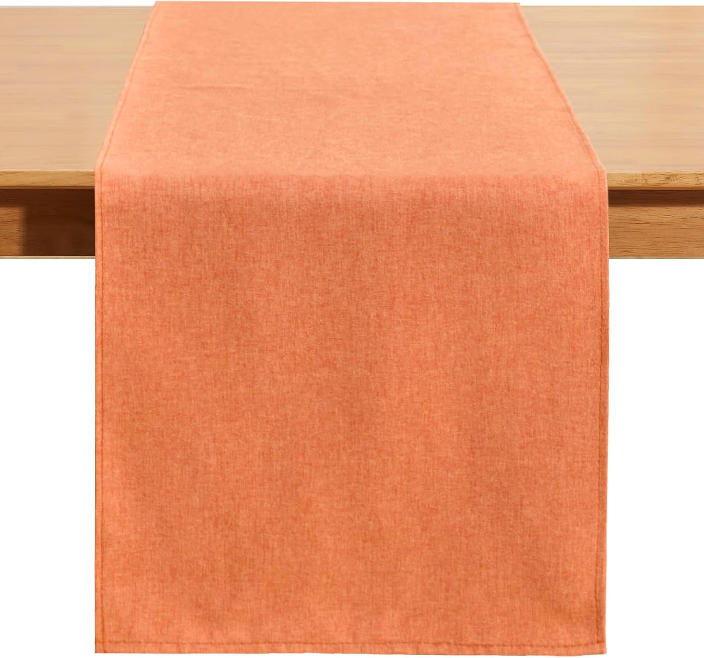 Table Runner 13 x108 Inches Long, Cotton Linen Farmhouse Style Orange Table Linen for Kitchen Dining Coffee Table Parties Wedding Home Decor (Fall-Orange, 13” x 108”)