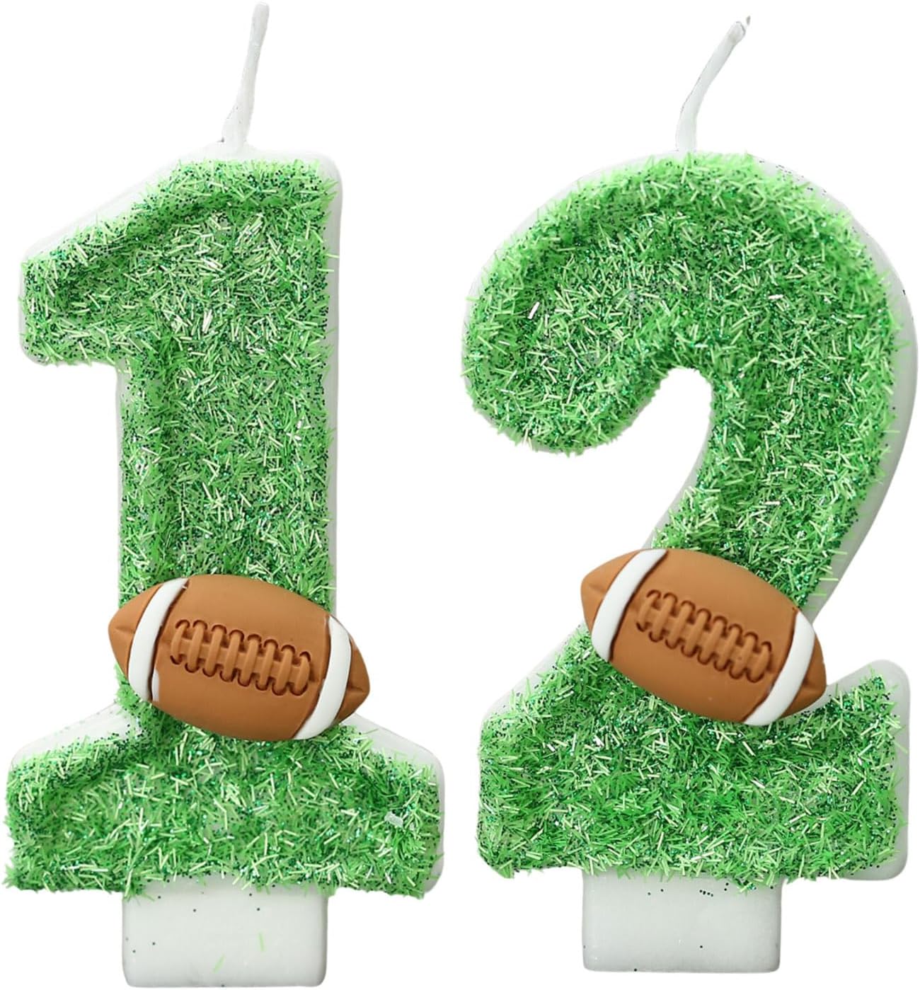 Football Birthday Number Candles for Cake Green Number 12 Candle Football Cake Topper Cupcake Topper for Football Birthday Party Decorations Supplies Favors