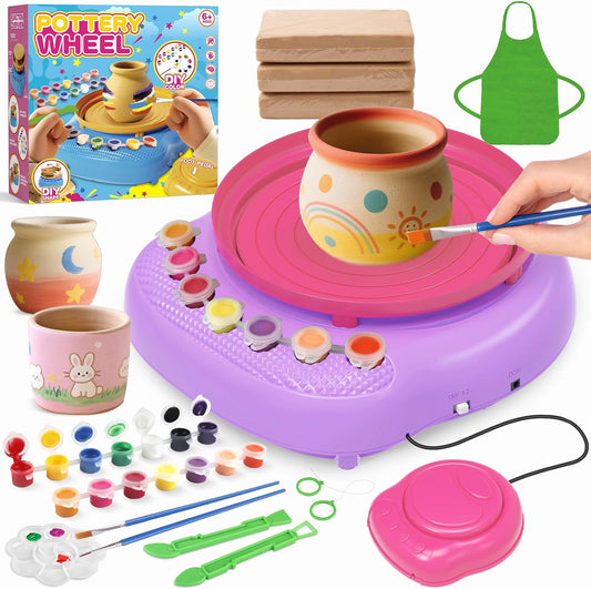 TingingYuli Pottery Wheel for Kids,Complete Pottery Kit and Tools for Beginners,Arts and Crafts Toys for Kids Ages 8-12,Art Supplies Birthday Gifts for Boy Girl Age 6 7 8 9 10 11 12 (Pink/Purple)
