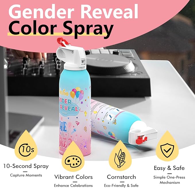 Previvo 4Pcs Gender Reveal Smoke Bombs with 100% Biodegradable Gender Reveal Fire extinguisher for Baby Shower Supplies (Pink+Blue)