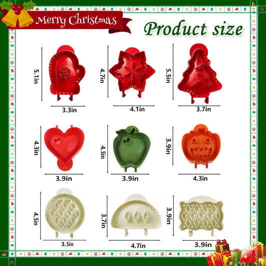 9PCS Mini Hand Pie Molds,Party Potluck Hand Pie Molds for Baking,Fits All Kinds of Festivals and Parties (9PCS-B)