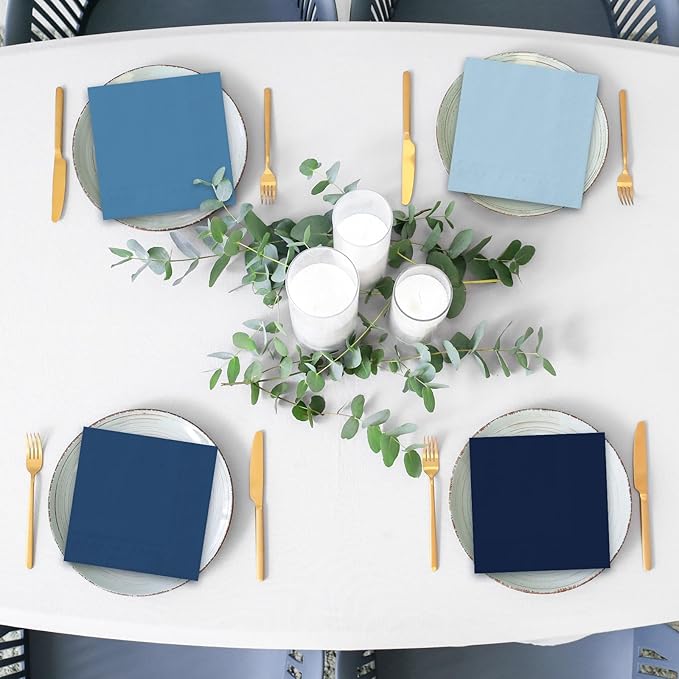 Whaline 120 Pcs Dusty Blue Cocktail Napkin Gradient Color Beverage Napkin 2 Ply Disposable Paper Napkin for Home Party Favor, 6 Colors