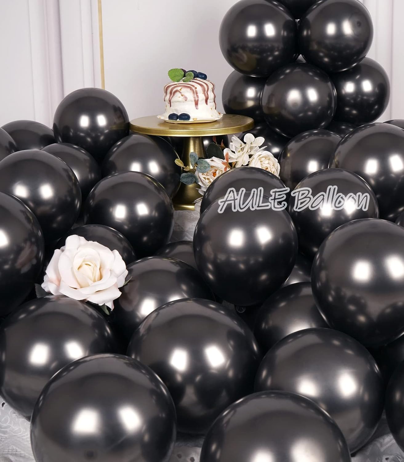 AULE Metallic Black Balloons 5 inch 50 Pcs Black Latex Balloons Chrome Helium Shiny Thicken Balloon Perfect Party Decoration for Wedding Birthday Baby Shower Graduation Christmas Carnival