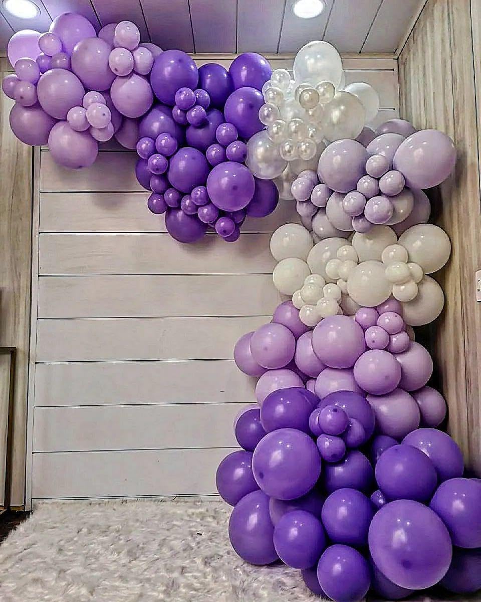 146Pcs Purple Balloons Garland Arch Kit - 5 10 12 18 inch Lavender Dark Purple Metallic Latex Balloons for Butterfly Baby Shower Birthday Wedding Princess Party Decorations