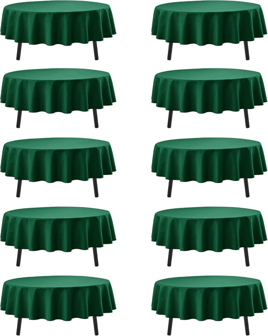 10-Pack Hunter Green Round Tablecloths, 90 Inches, Stain-Resistant Polyester for 4-5 Ft Round Tables - Washable Table Covers for Weddings, Banquets, Birthday Parties, Events