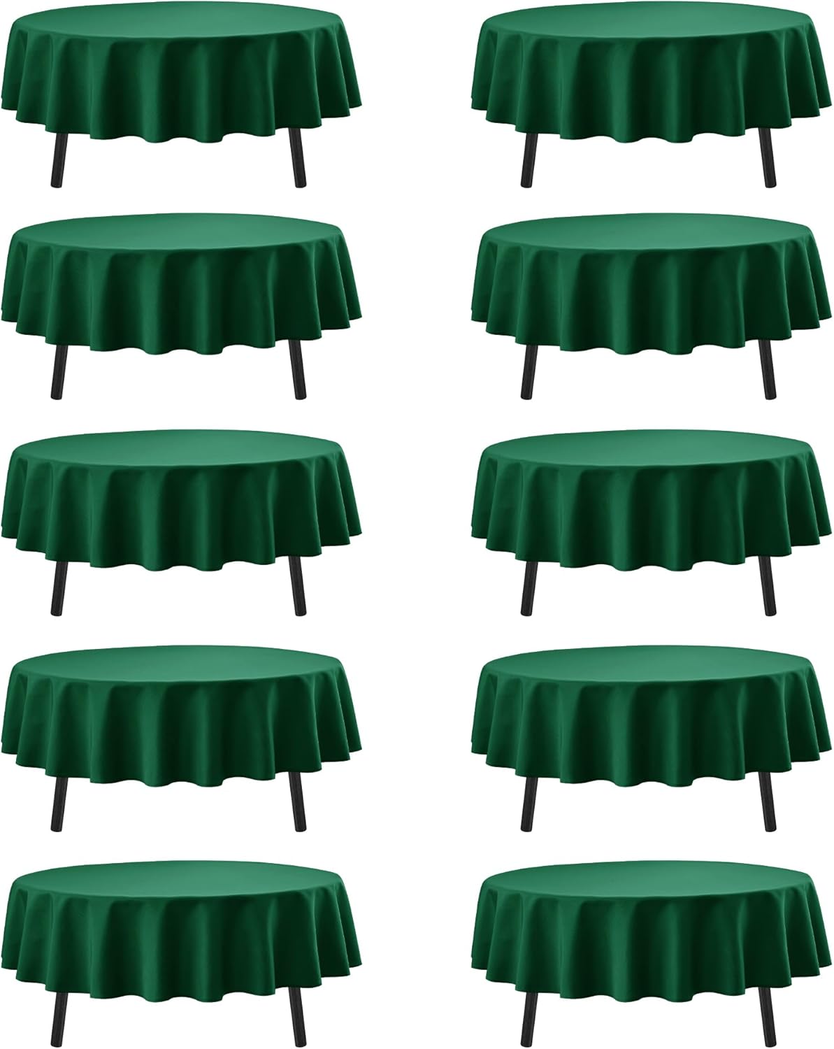 10-Pack Hunter Green Round Tablecloths, 84 Inches, Stain-Resistant Polyester for 3-5 Ft Round Tables - Washable Table Covers for Weddings, Banquets, Birthday Parties, Events