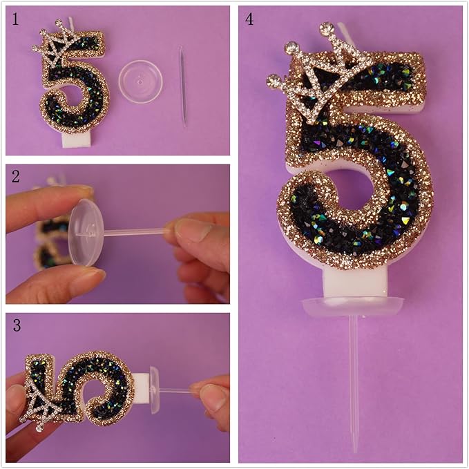 Saododku Birthday Candles for Cake, 0123456789 Number Candles for Birthday Cakes with Sparklers, 3.15" Large Cake Candles for Baby Girl/Boy Birthday, or Wedding Party Decorations