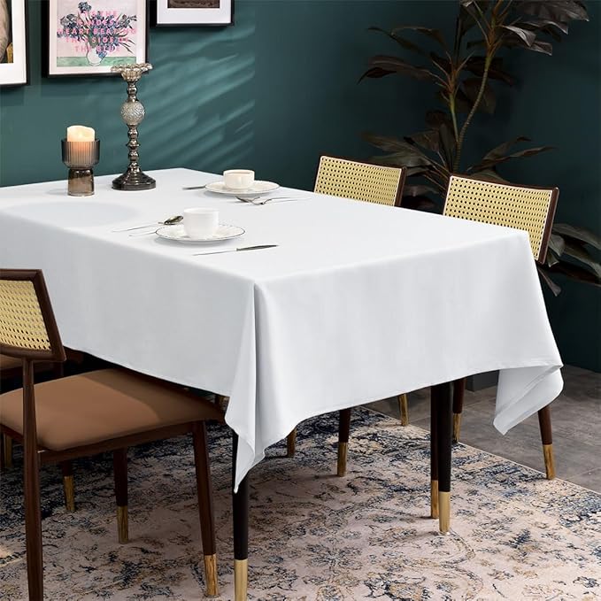 BALCONY & FALCON Extra-Large Table Cloth for 8 Foot Rectangle Tables – Waterproof & Crease-Proof Farmhouse Tablecloth for Banquet, Wedding, Baby Shower, Graduation Holiday Party (Owl Gray, 91" x 156")