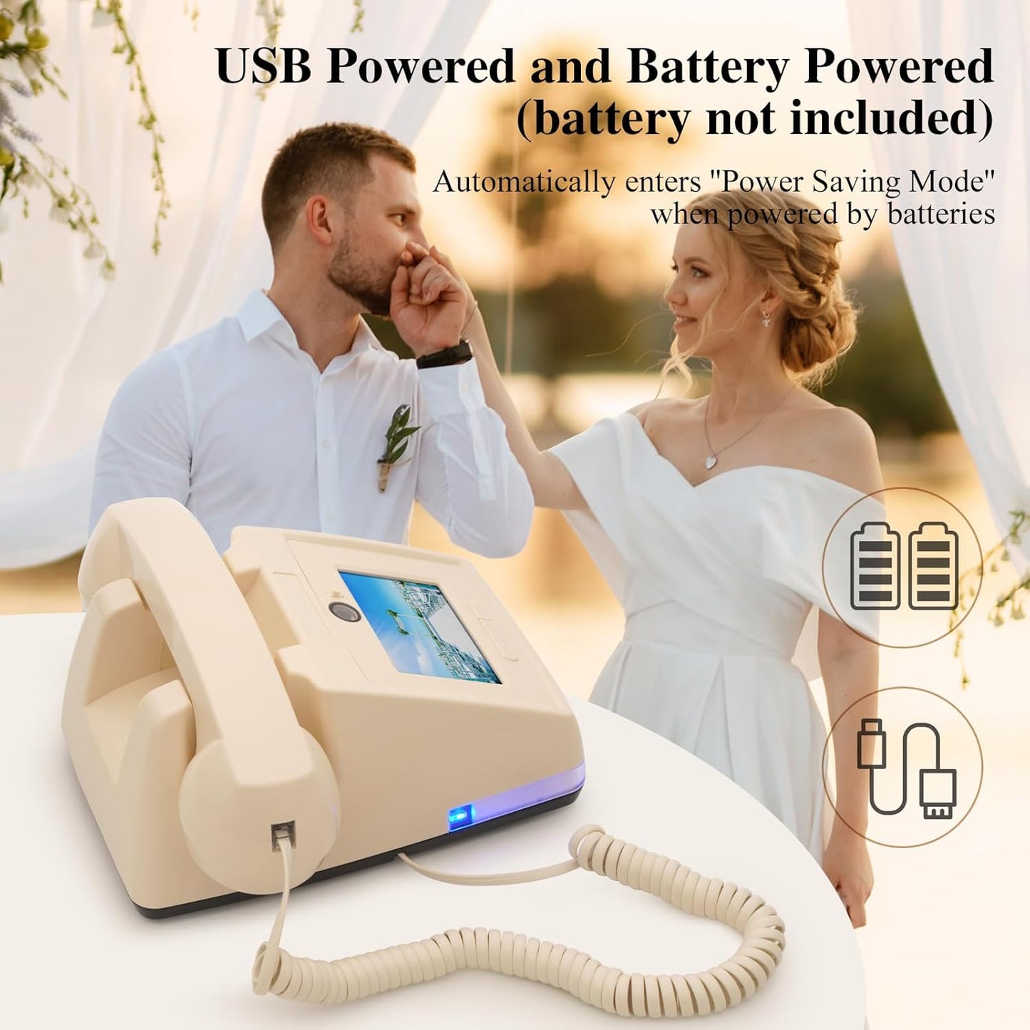 UKBW Video Audio Guest Book Phone, 1080P Video GuestBook Wedding Phone, 32G SD Card Customized Video Audio Guest Book Alternatives with Lens Recording for Birthday Party Anniversary Engagement