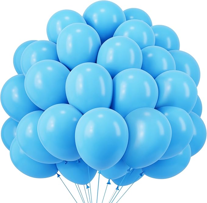 RUBFAC 120pcs Balloons for Birthday Baby Shower Graduation Anniversary Wedding Party Supplies Garland Arch Decoration,12 Inches,Light Blue