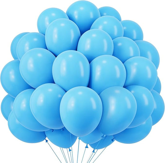 RUBFAC 120pcs Balloons for Birthday Baby Shower Graduation Anniversary Wedding Party Supplies Garland Arch Decoration,12 Inches,Light Blue