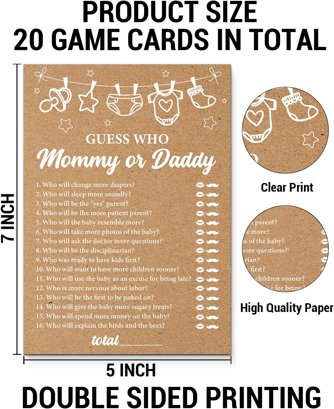 Guess Who Mommy or Daddy Baby Shower Game, Funny Baby Shower Games for Girl or Boy, 20 Minimalist Guess Who Game Cards