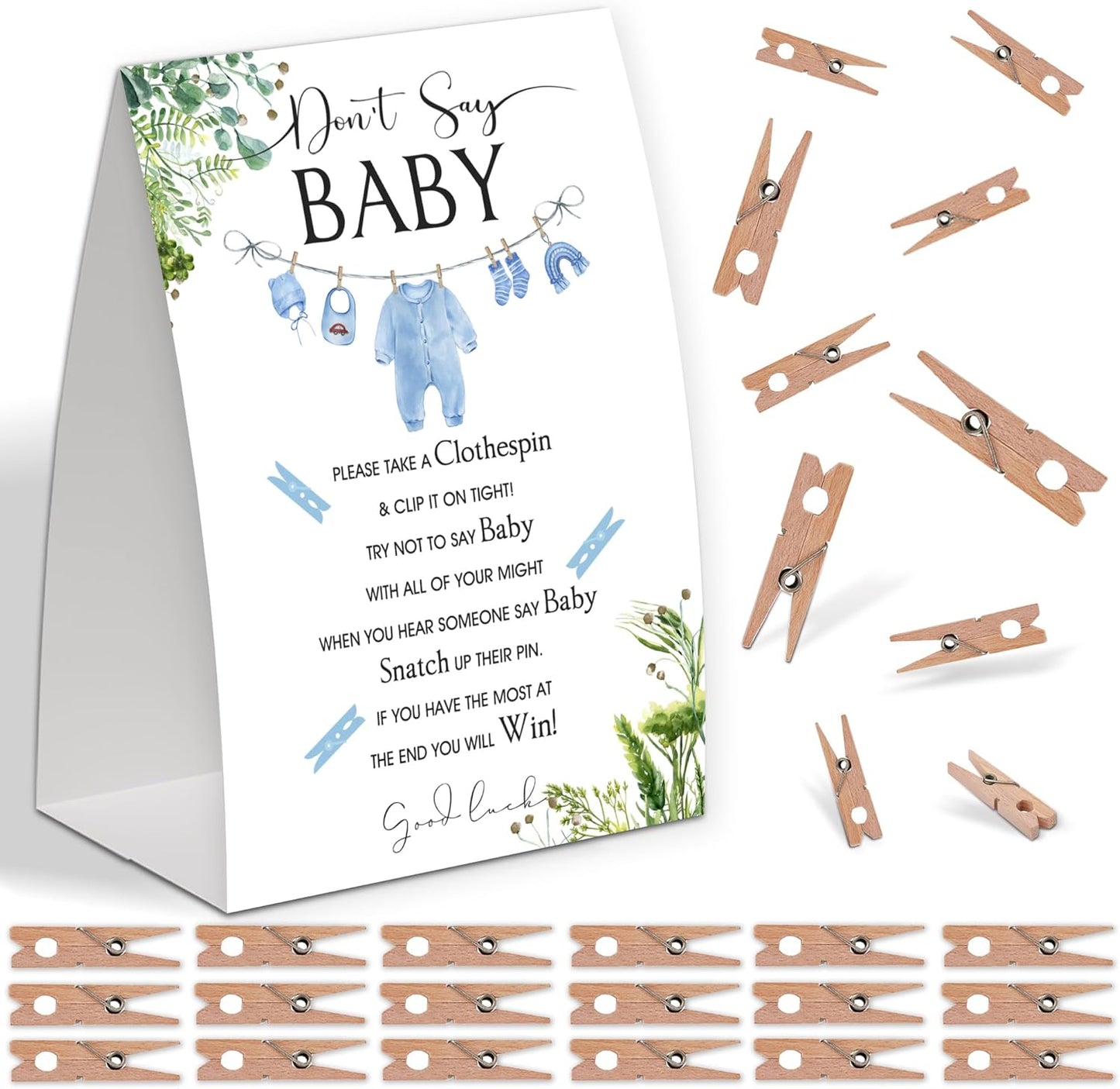 Greenery Shower Decorations,Don't Say Baby Baby Shower Game,Gender Neutral Baby Shower Decorations,Small Clothespin Game,Baby Shower Ideas,Baby Shower Games 50 Guest,Fall Party Games