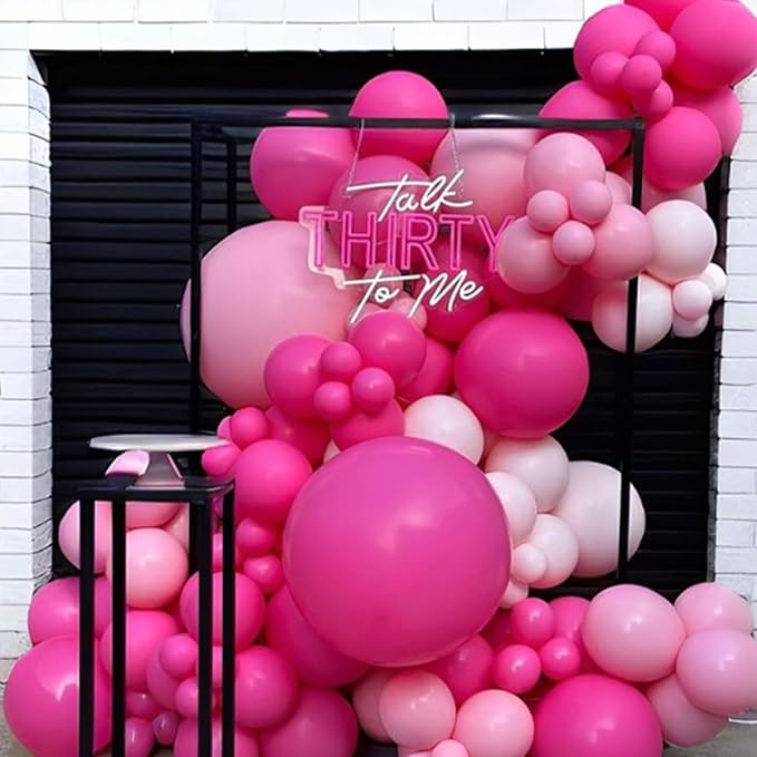 Hot Pink Balloons 12 inch, Hot Pink Latex Balloons 50pcs Party Balloons for Wedding Engagement Bridal Bachelorette Tropical Birthday Party Decorations