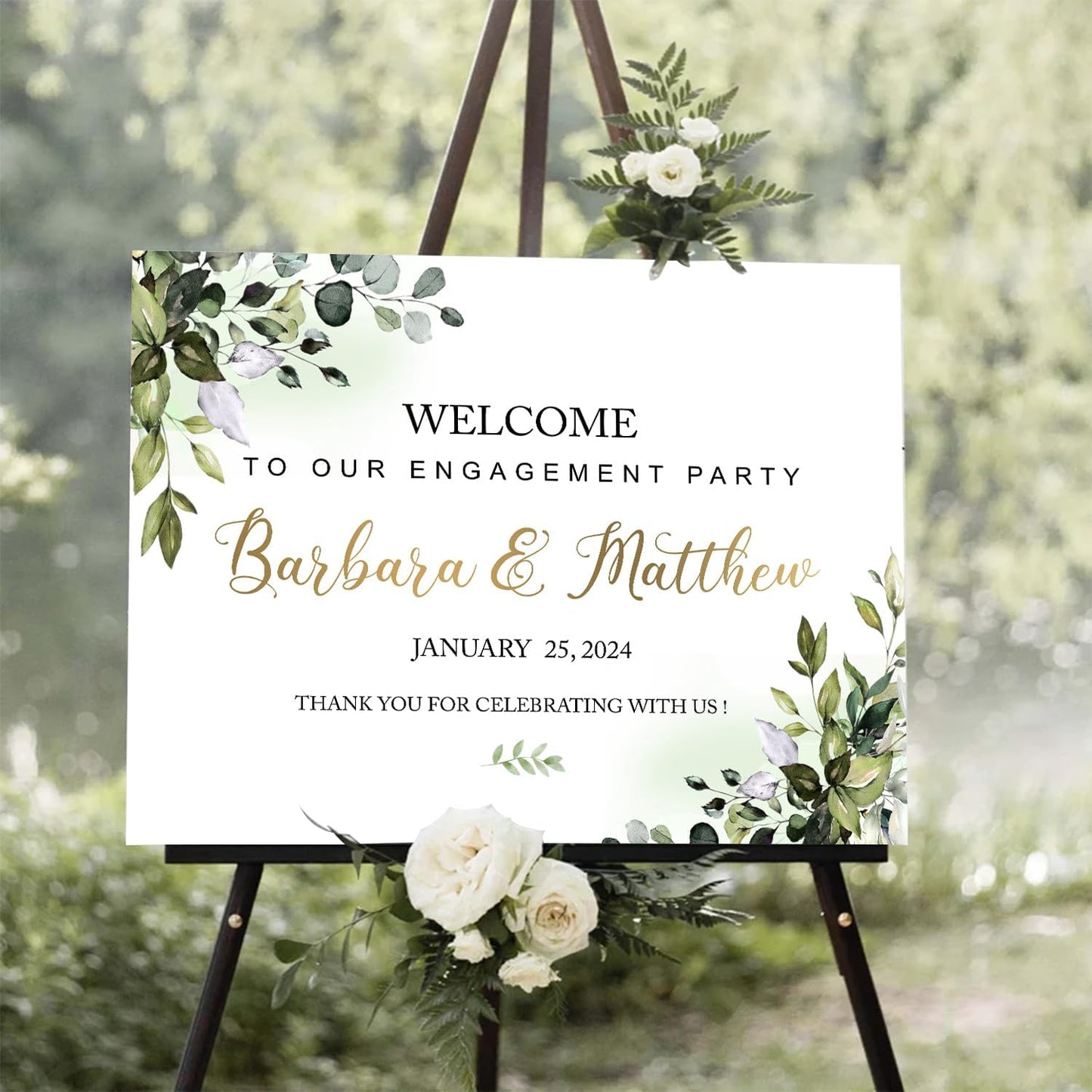 Greenery Engagement Party Welcome Sign - We Are Engaged Decorations, Wedding Welcome To Our Party