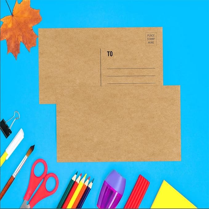 KTFNOMES Blank Postcards for Mailing, 100 Kraft 4x6, Mailable Postcards Set Make Your Own Printable Postcards 300gsm/14pt Postcard Paper Cardstock for DIY Mailing Christmas Thanksgiving Painting