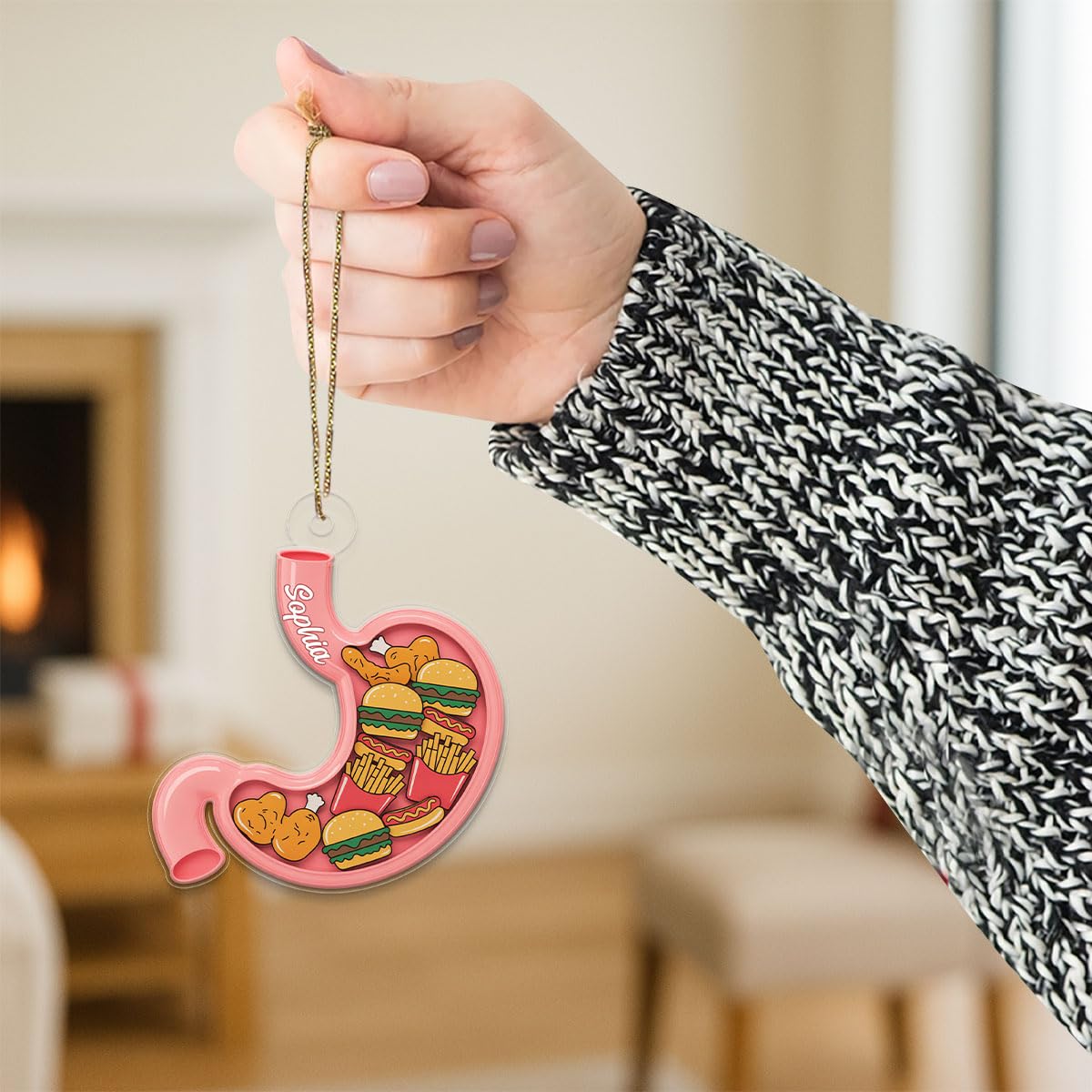 Personalized Human Stomach Anatomy with Fast Food Ornament, Custom Funny Christmas Ornament, Medical Gift, Unique Keepsake Acrylic Ornament – Personalized Christmas Tree