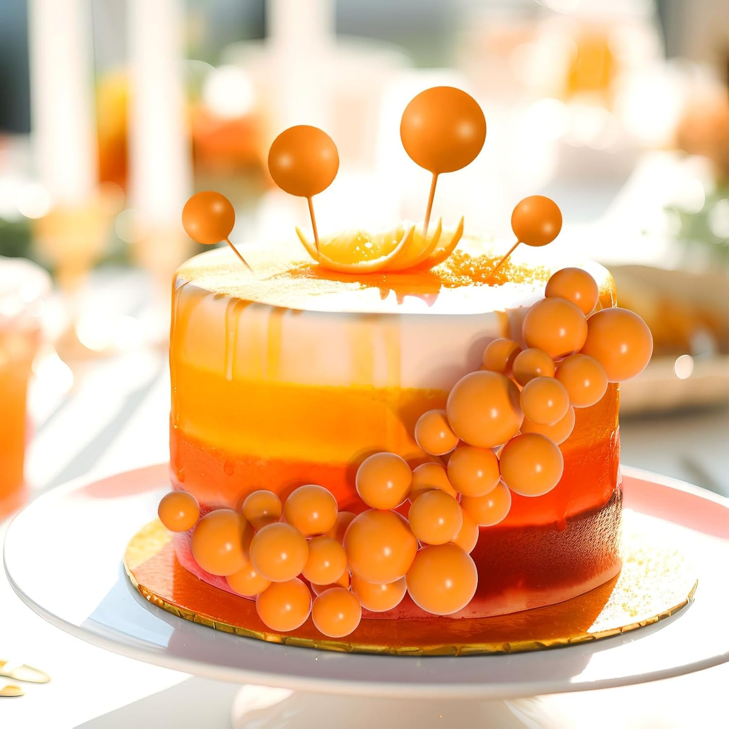138 Pcs Balls Cake Topper Decorations Balloon Cupcake Toppers Foam Multisize Cake Topper Balls for Thanksgiving Halloween Birthday Party Wedding Anniversary