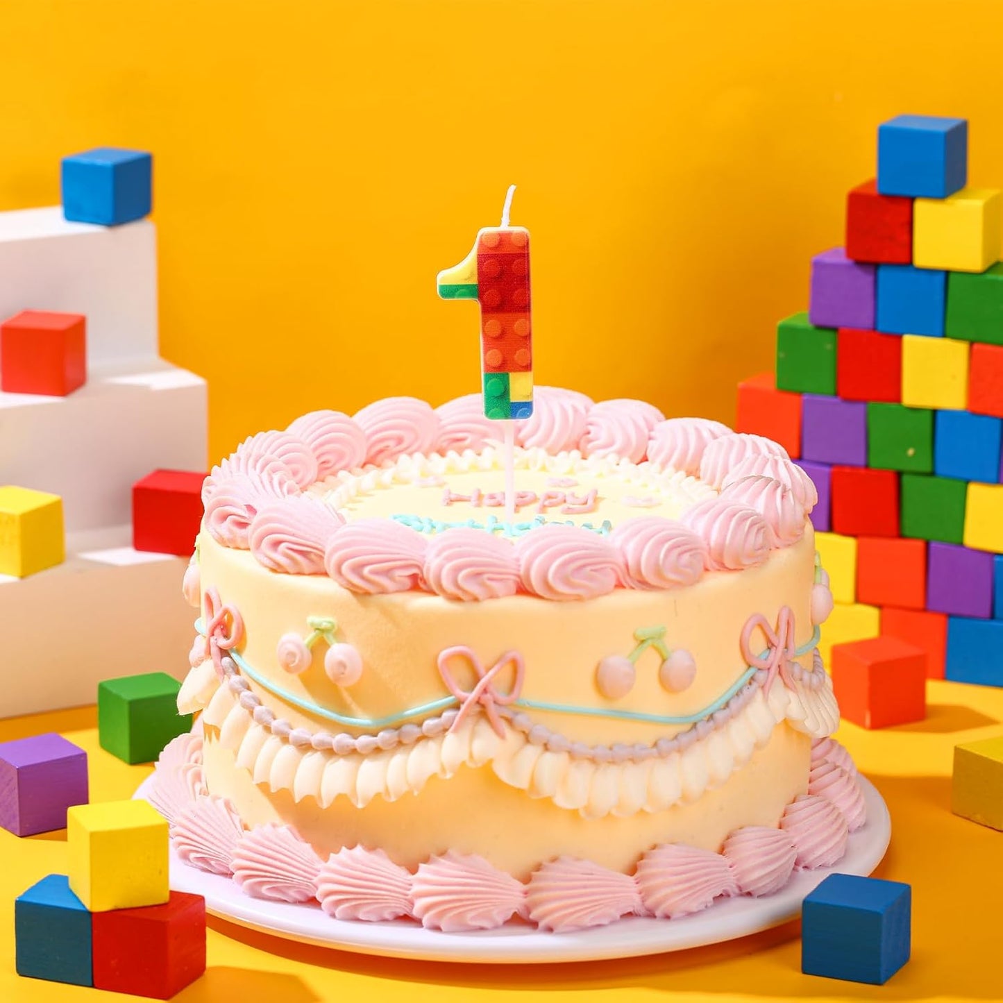 Building Block Number 0-9 Birthday Cake Candle Numeral Birthday Sparkler Candles for Building Block Cake Topper for Party Decorations Supplies(Number 1)