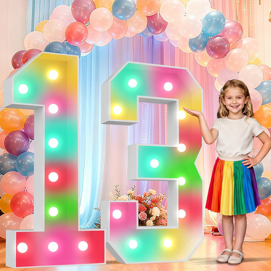 Ledido 4FT Marquee Light Up Numbers 13, 34 Colors Changing Marquee Numbers 4 Feet Tall with Remote, Big 13th Birthday Number, Large Lighted Number for Anniversary Graduation Birthday Party Decoration