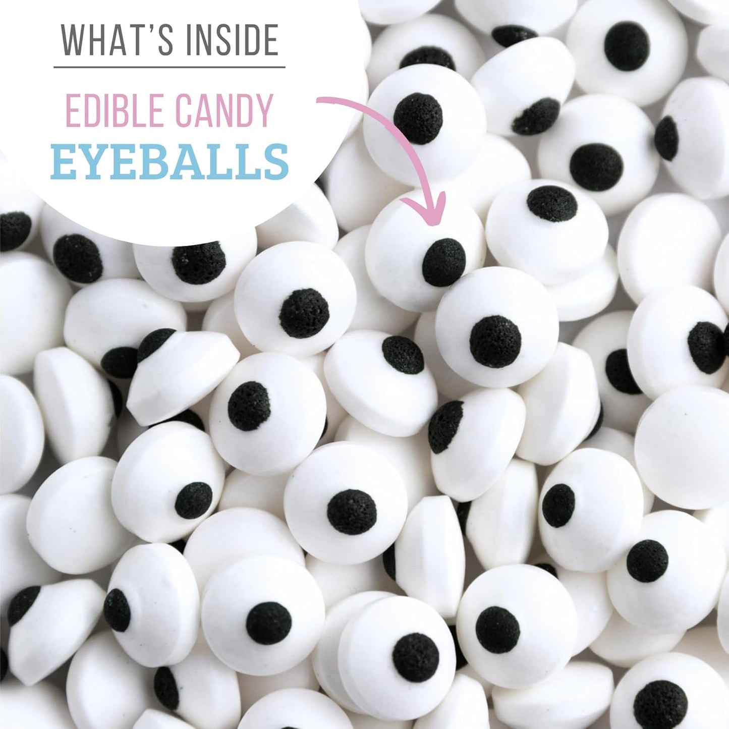 Sweets Indeed Bulk Candy Eyeballs, 200 Edible Eyes, Halloween Sprinkles, Perfect for Cake Decorations, Baking, Ice Cream, Cookies, Cupcake Topper, 2.92 ounces