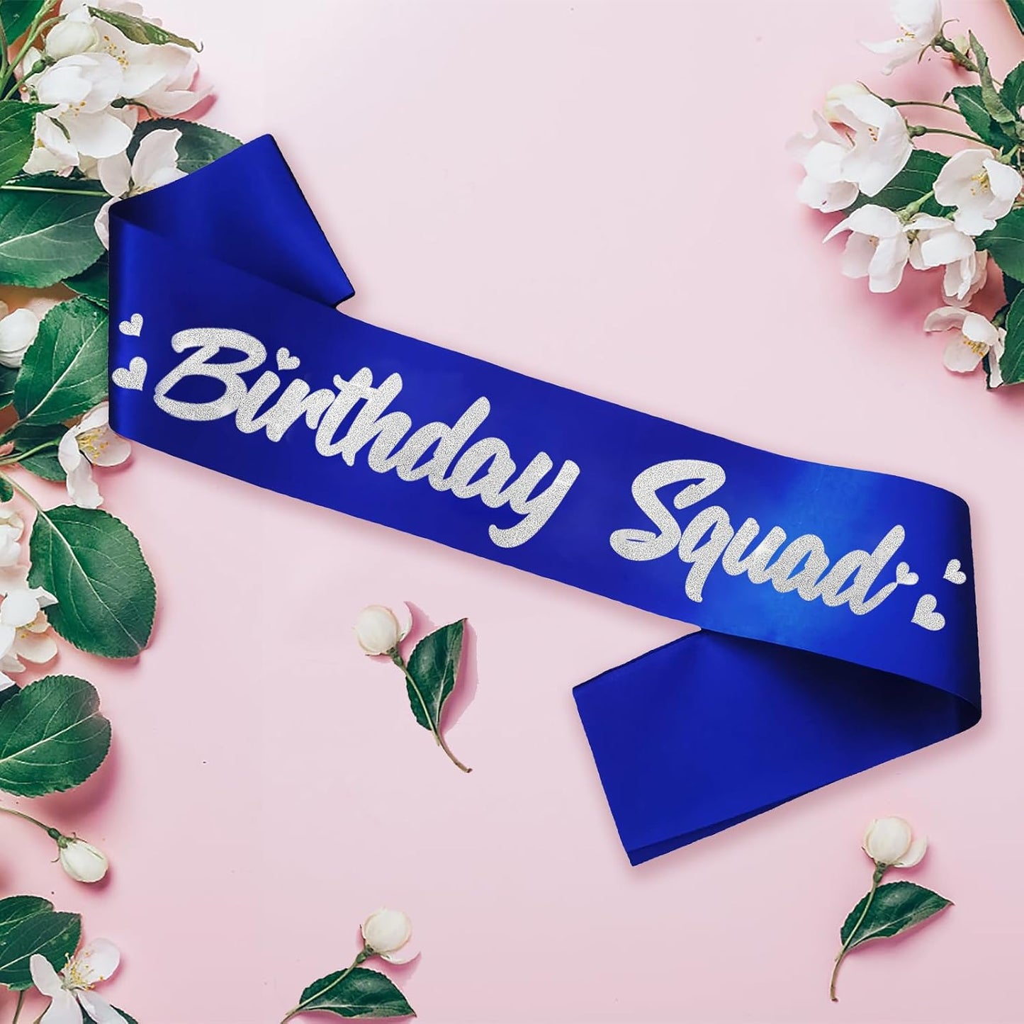 6 Pieces Birthday Squad Sash Set Royal Blue with Silver Glitter Lettering Birthday Sash for Women Funny Party Favors Decorations for Sweet 16 18th 21st 25th 30th 40th 50th or Other Bday