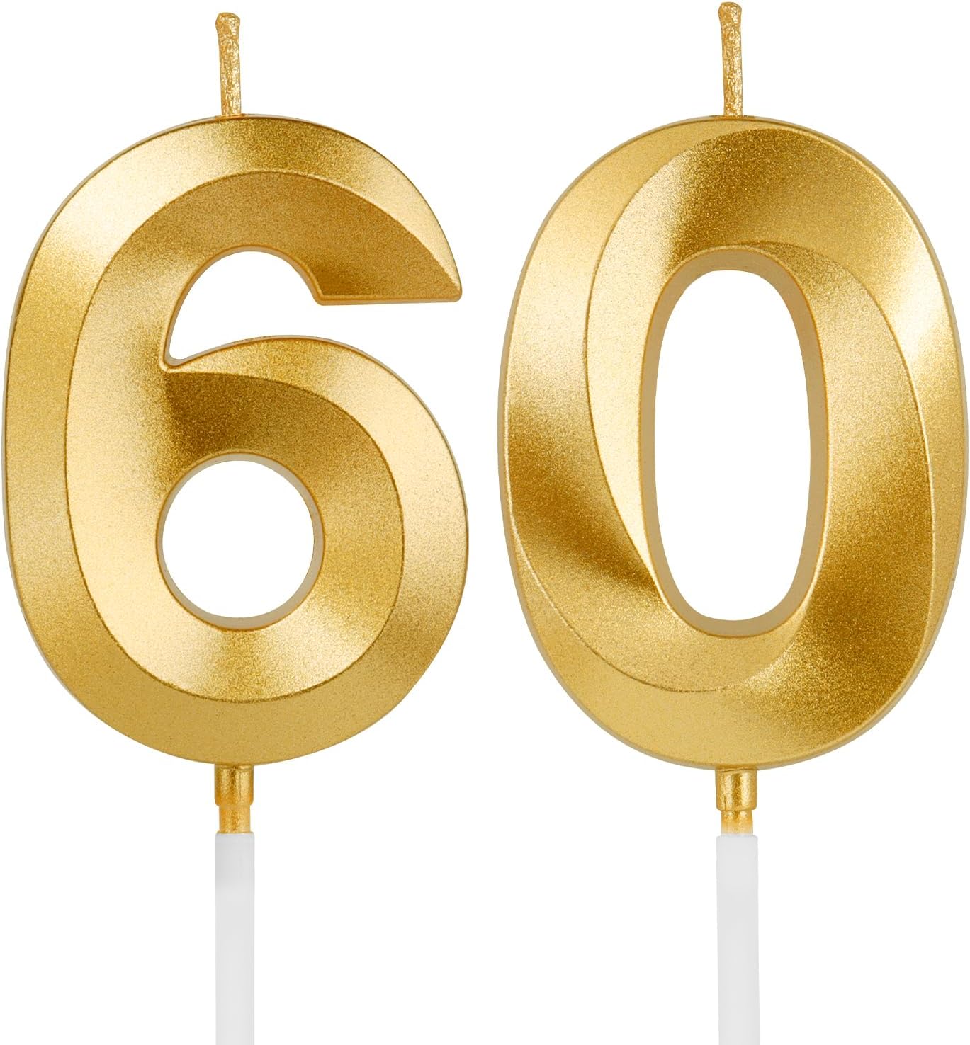 Birthday Candles, 1.96 Inch Number 60 Happy Birthday Candles, Number Candles Decoration for Birthday Party and Anniversary Celebration(Champagne Gold)