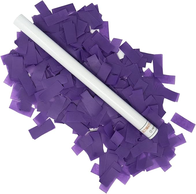 Ultimate Confetti - 8 Pack Purple Confetti Wands - Handheld 14" Biodegradable Tissue Paper Confetti Flick Flutter Sticks For Wedding, Birthday, Parties & Live Events - 2 Handfuls, 1.5 oz Each Stick