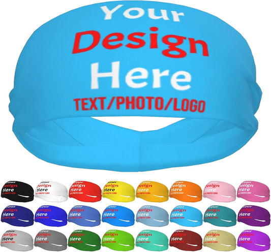 Custom Sweatbands for Men Women, Design Your Own Text Name Image Photo Personalized Sports Headbands