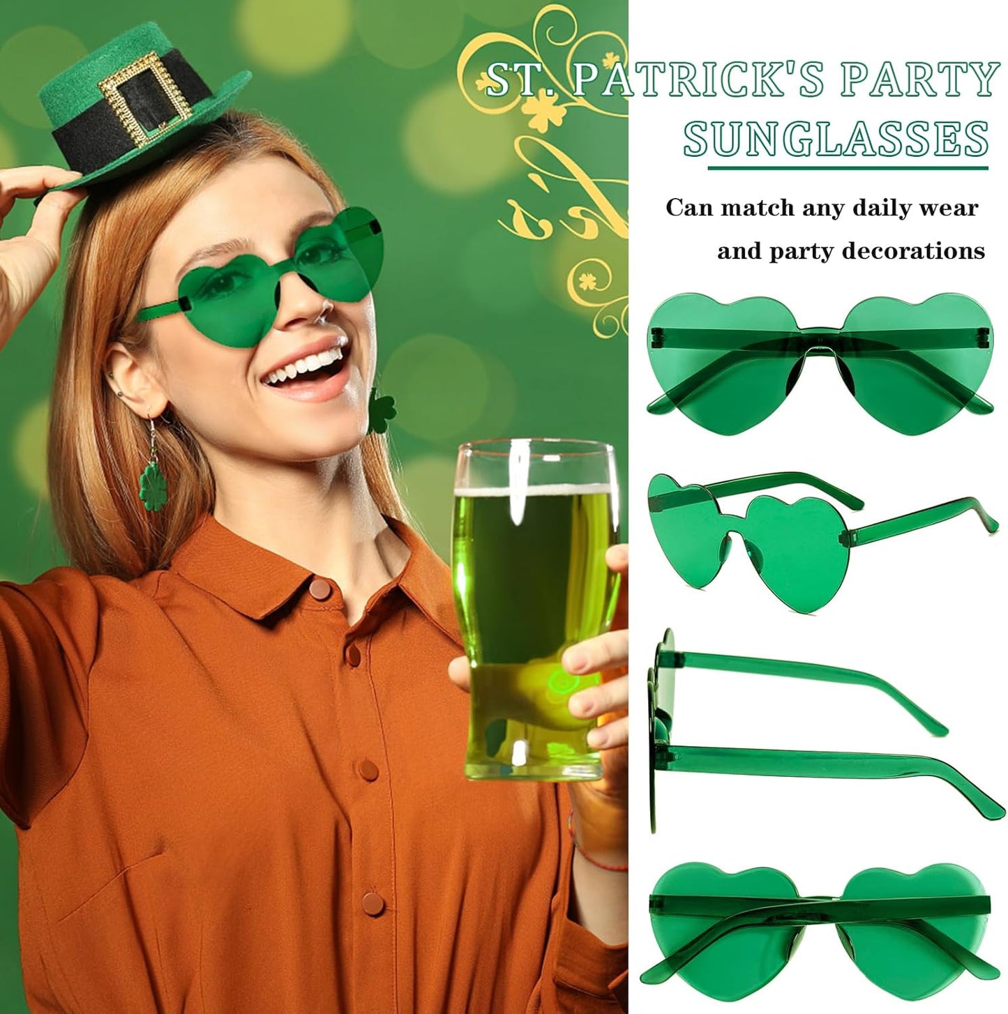 18 Heart Shape Rimless Sunglasses Transparent Candy Color Party Glasses Colored Eyewear for Women