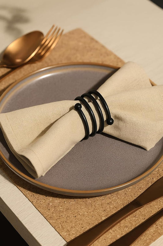 Heavy Duty Metal Napkin Rings Set of 12 – Black Powder Coated Round Spiral Shape, 2 x 2 x 1.25 Inches, Durable Iron Construction for Elegant Dining Table Decor – ALPHA Living HOME