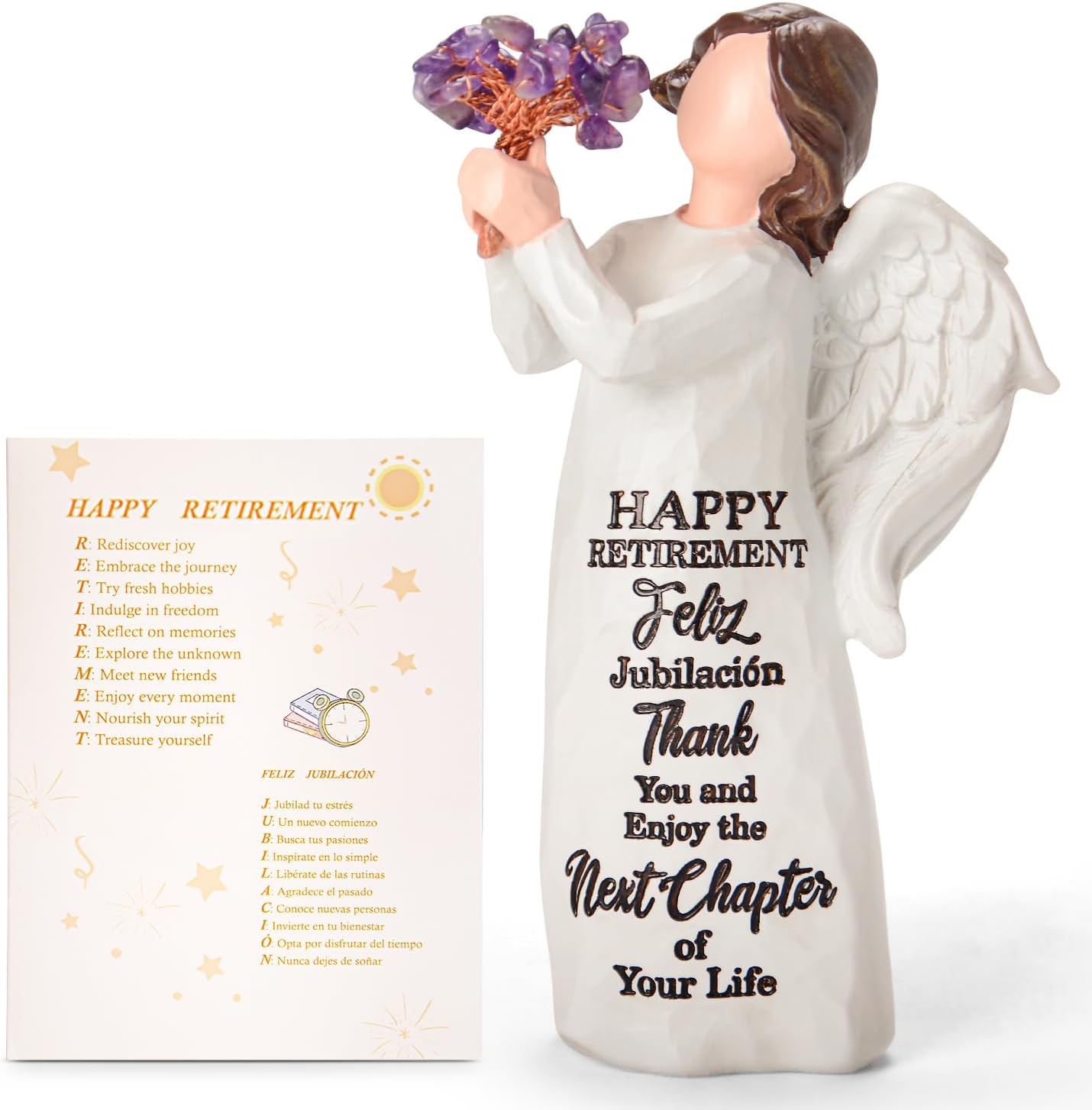 Retirement Gift for Woman - Happy Retirement Gifts for Coworker Teacher Nurses Boss Mom Sister Retirees Women Party Decorations with Amethyst Crystal
