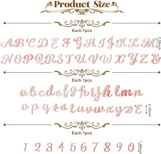 Jspupifip 64pcs Rose Gold Acrylic Cake Topper, Glitter Numbers & Alphabet Decor, Personalized Cake Picks for Anniversary, Baby Shower, Wedding Party Supplies