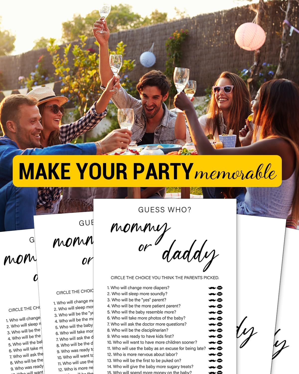 Guess Who Mommy or Daddy Baby Shower Games, 20 Minimalist Guess Who Game Cards, Gender Neutral Boy or Girl, Gender Reveal Games for Guests