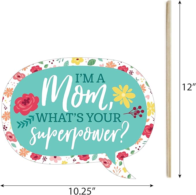 Mother's Day Photo Booth Props Kit - Celebration Set, Premium Cardstock Photo Props with Sticks, DIY Party Decorations - 10 Pieces - Colorful