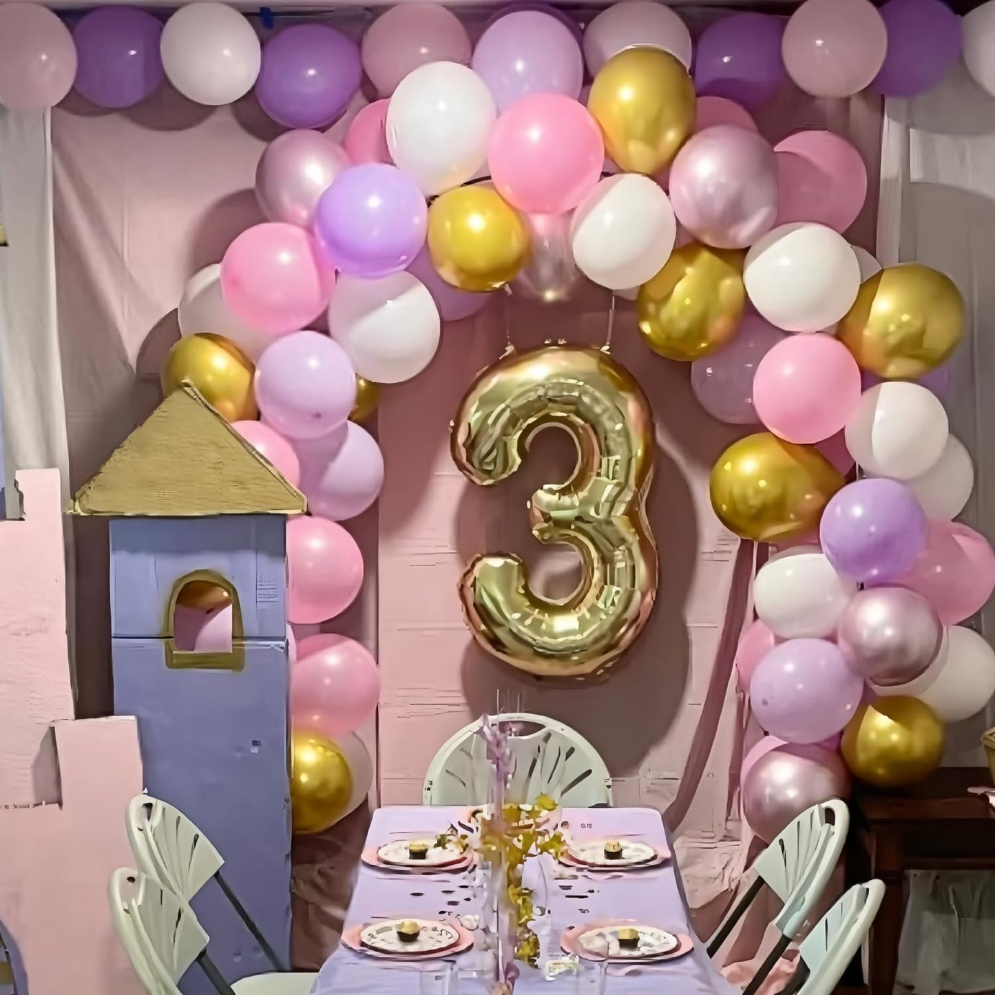 Balloons Purple Pink White Gold Balloon 60pcs 12inch Pastel Purple Pink Latex Balloons Lavender Lilac Balloon for Butterfly Birthday Princess Theme Party Decoration Bridal Baby Shower Bachelorette