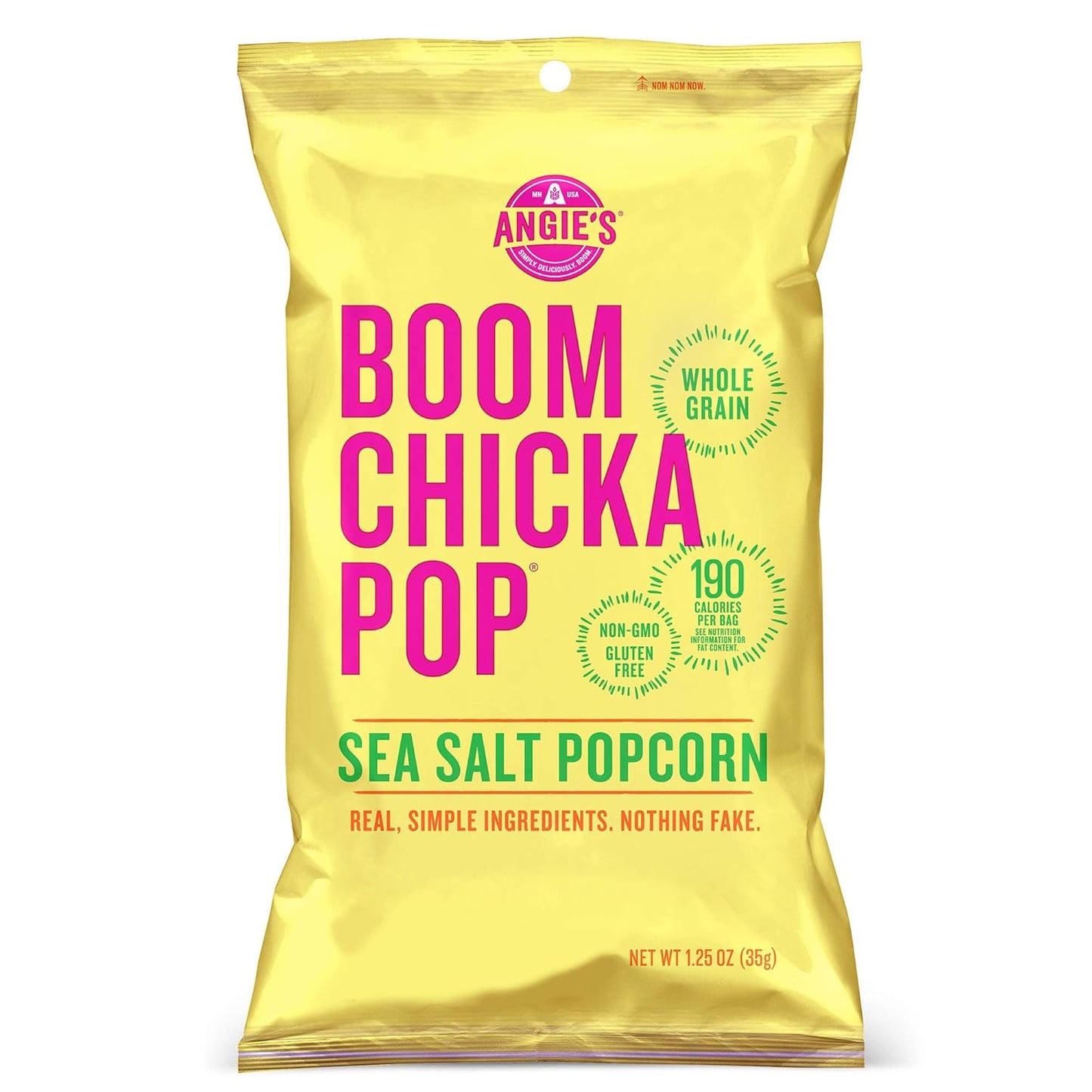 Angie's BOOMCHICKAPOP Sea Salt Popcorn, Halloween Snack, 1.25 oz. Individual Bag (Pack of 12)