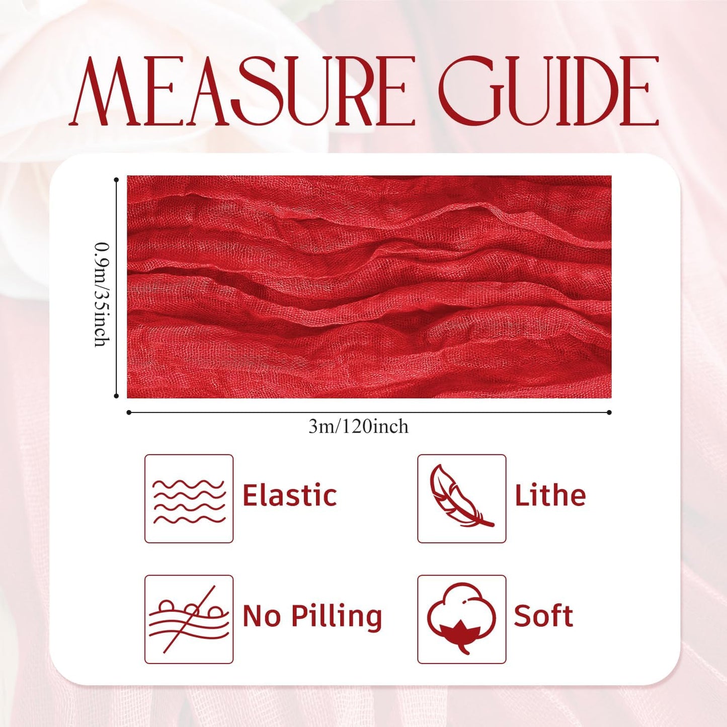 Wokceer Cheesecloth Table Runner 4Pack 10FT Red Christmas Boho Gauze Fall Thanksgiving Cheese Cloth Table Runner for Party Easter Rustic Sheer Table Runners for Baby Bridal Shower Wedding Table
