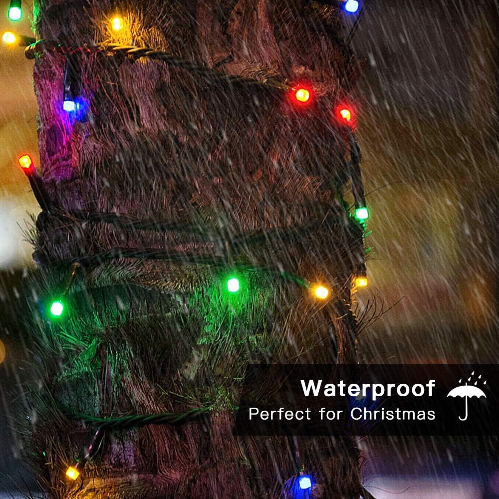 Techip 108FT 300LED Halloween Christmas String Lights Outdoor Indoor Extendable Green Wire Memory Function 8 Modes Waterproof Fairy String Lights for Xmas Tree Holiday Party Garden