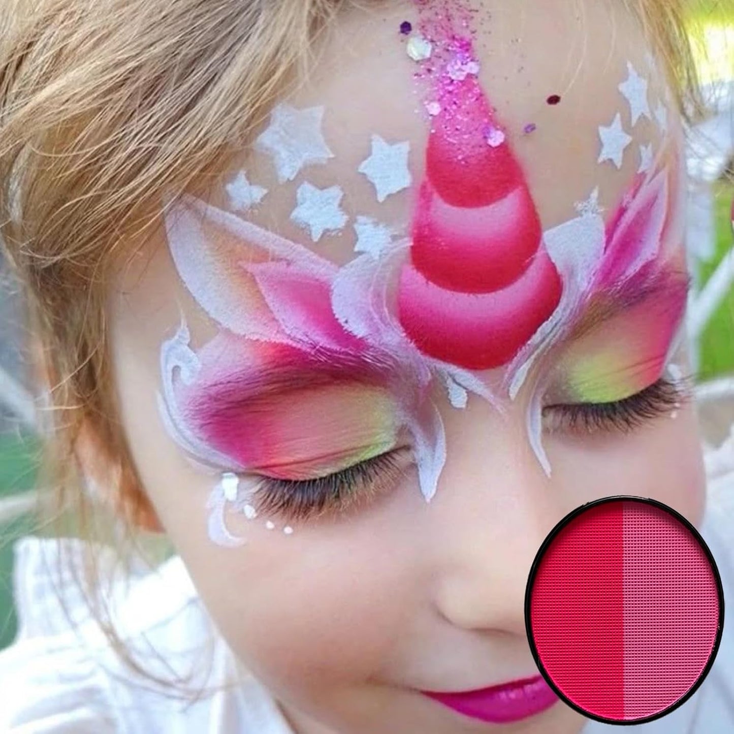 Pink Face Body Paint (30gm), Water Activated Face Painting Kit for Kids & Adults Parties, SFX Makeup Painting Palette for Halloween Barbiecore Sugar Skull Special Effects Costume Cosplay & Stage