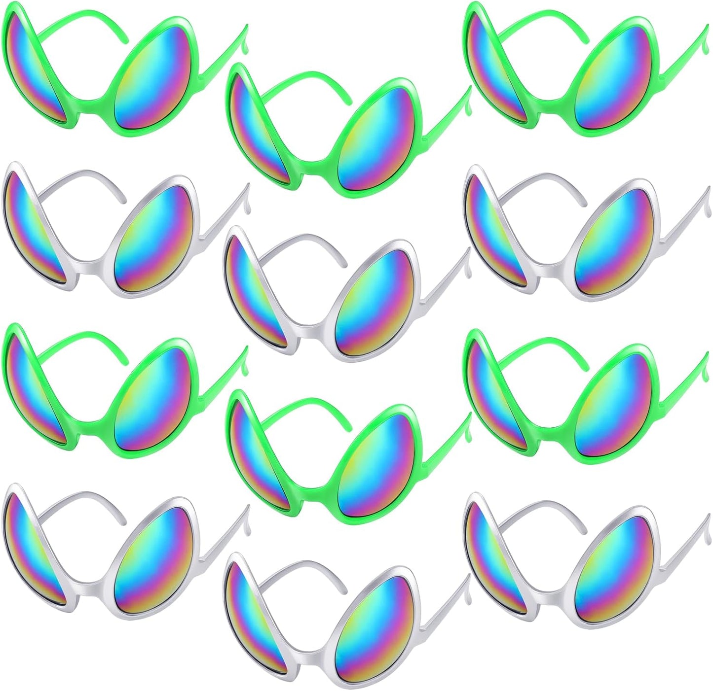 Bencailor 12 Pack Halloween Alien Glasses with Lenses Funny Glasses for Alien Costume Accessories Halloween Night Party Favor(Bright Colors)