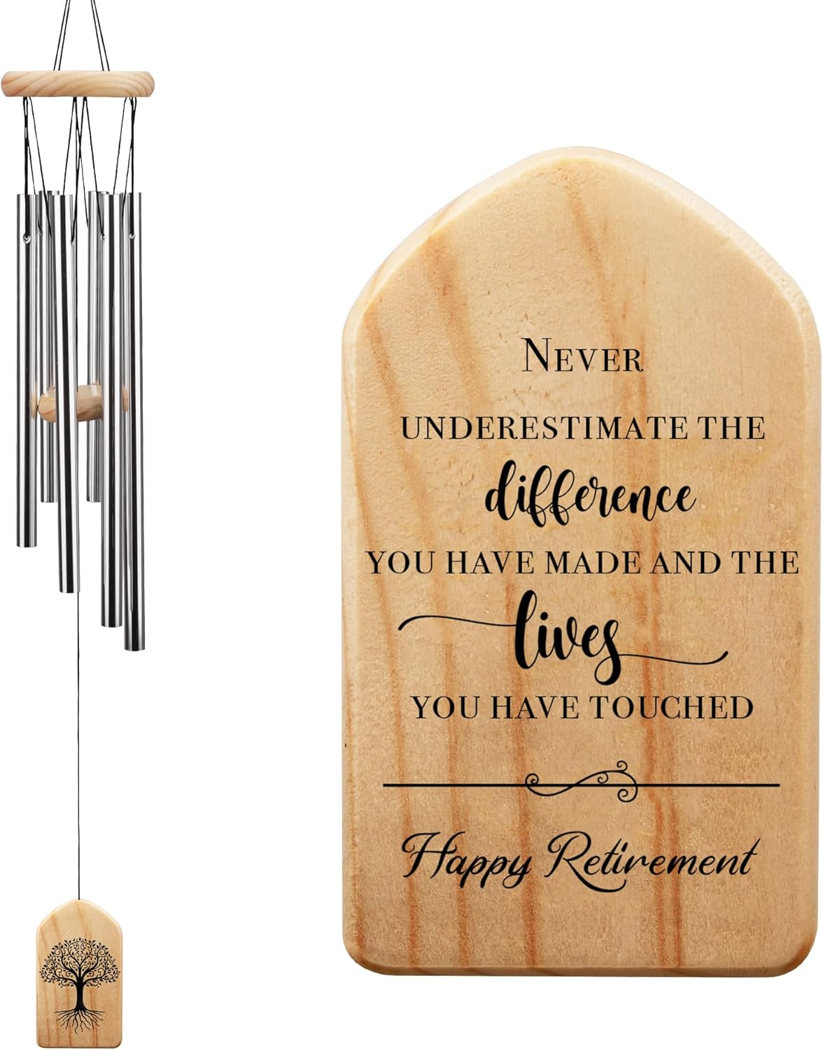 Retirement Gift for Woman Man - Never Underestimate The Difference You Made Wind Chime, Employee Appreciation Gifts, Unique Retirement Keepsake for Coworkers, Boss, Friends, Nurse, Teacher, Coach